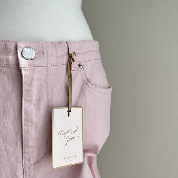 Ted Baker Straight Leg High Rise Jeans Light Soft Pink Denim Classic US 32 NWT - Picture 8 of 8